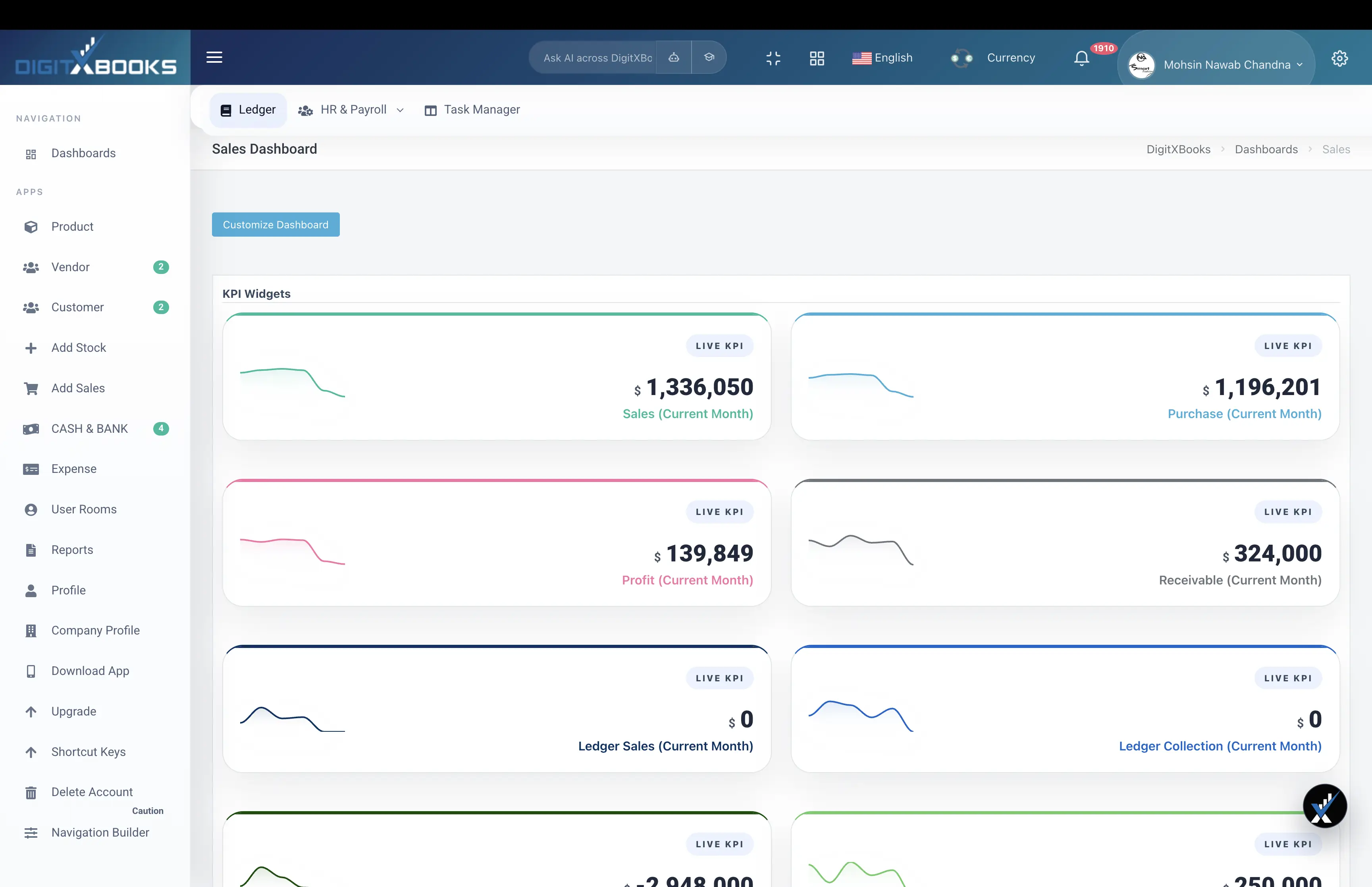 DigitXBooks desktop dashboard screenshot